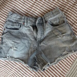 Zara GIRLS Distressed Gray Denim Shorts